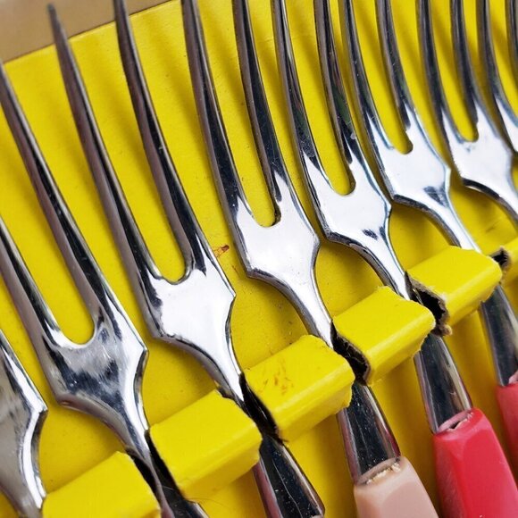 German Cocktail Little Forks Vintage Rostfrei Stainless Steel No. 866 Set 12 MCM - Picture 4 of 12